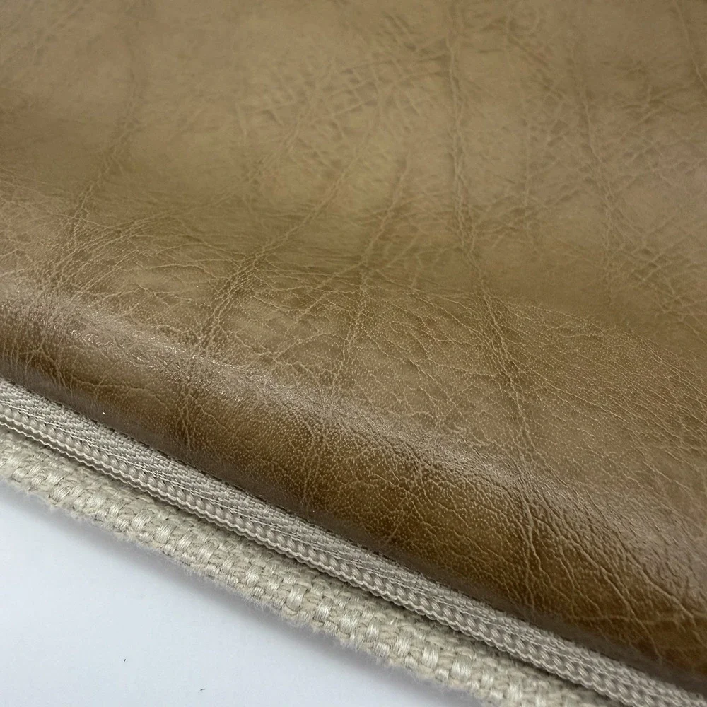Eastern Accents Aiden Lumbar Pillow Case Brown Faux Leather With Buckle Fringe